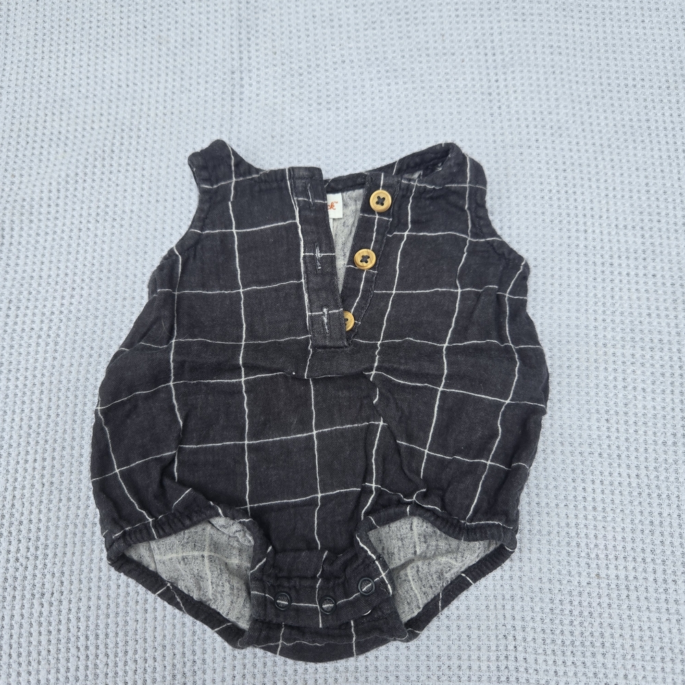Black and White Checkered Baby Romper
